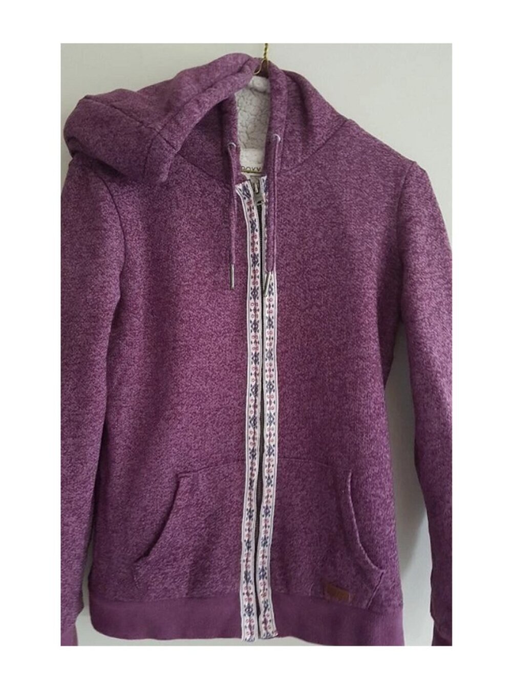 Roxy Womens Size S Purple Maroon Sherpa Lined Toggle Jacket